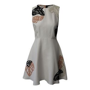 Hugo Boss Dyfera Embroidered Dress in White Ramie